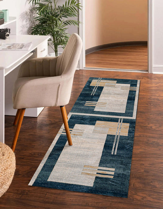 Sorelle Contemporary 2'2\" x 7'7\" Runner Rug in Blue Indoor Area Rug