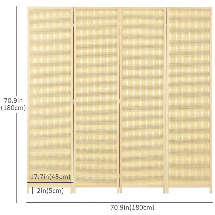 Homcom 6 Ft 4 Panel Room Divider Screens With Hand Woven Bamboo