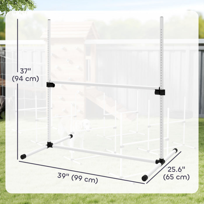 Pawhut 39\"L Dog Agility Training Equipment for Large Medium Small Dog, 6 PCS Adjustable Height Hurdles for Agility Training, Obstacle Course Starter Kit, 6KG Net Wight, White