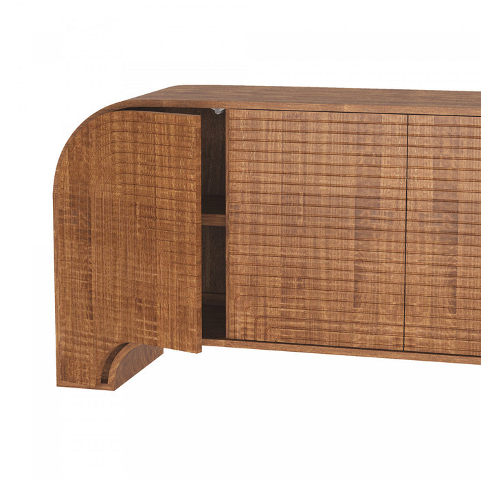 Tressa Contemporary Modern 72\" Solid Wood Sideboard in Walnut (4-Door)