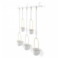 Umbra White and Brass Triflora Hanging Planter - Set of 7