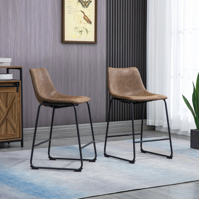 HOMCOM Bar Stools Set of 2, Counter Height Barstools with Back