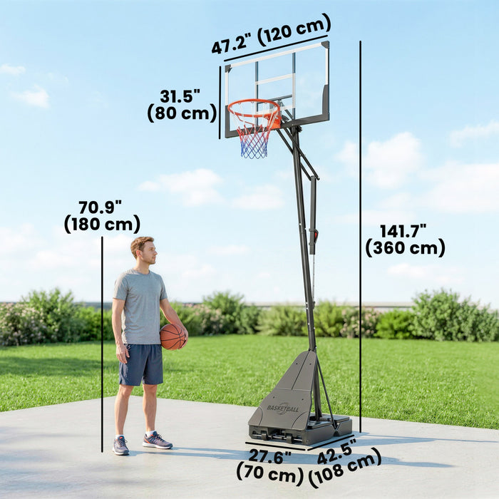Soozier Portable Basketball Hoop Basketball Goal Height Adjustable 8-10 Ft