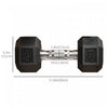 Soozier 2 x 20 lbs Rubber Dumbbells Weight Set for Body Fitness Training