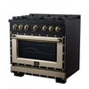 Forno Ambassador 36" Dual Fuel Range in Black, 6 Sealed Burners, 5.2 cu.ft. Oven - FFSGS6199-36CPBLK | Cuisiniere double combustible Ambassador de 36 po, noire, 6 bruleurs scelles, 5,2 pi³ – FFSGS6199-36CPBLK