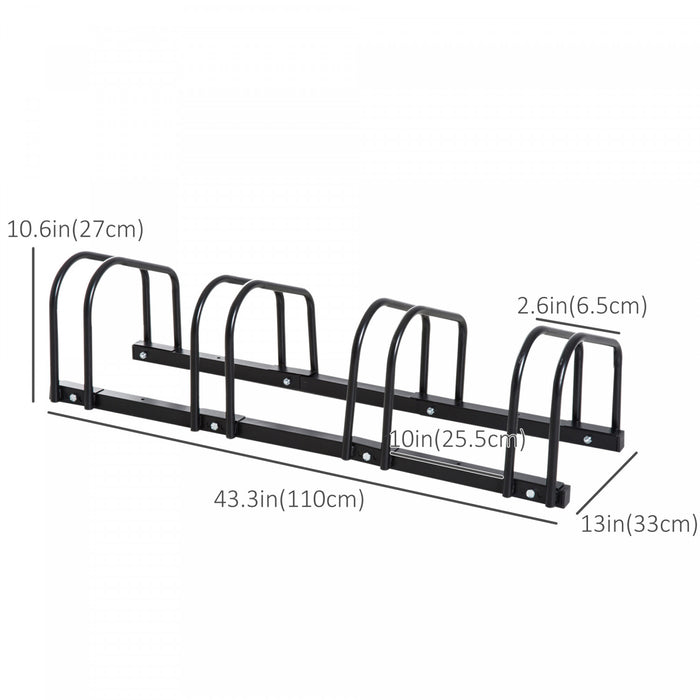Soozier 4-bike Bicycle Floor Parking Rack Cycling Storage Stand Black