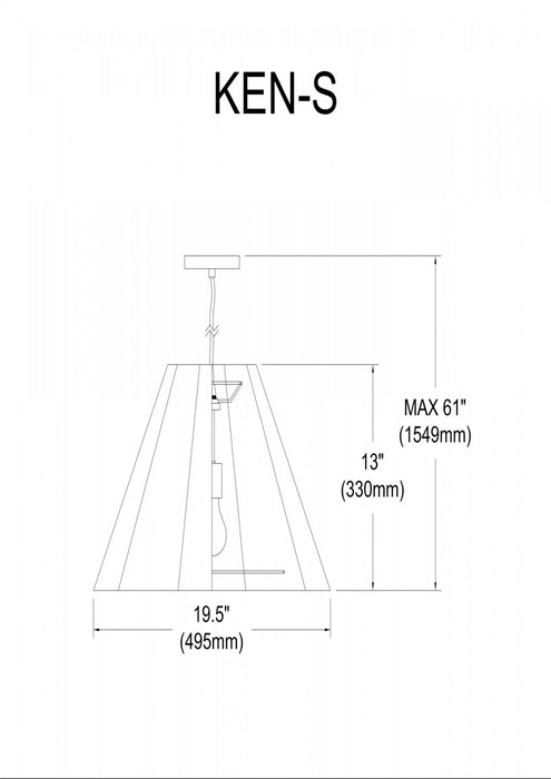 Dainolite Kendra 4 Light Pendant Small Polished Chrome Finish White Shade Lamp