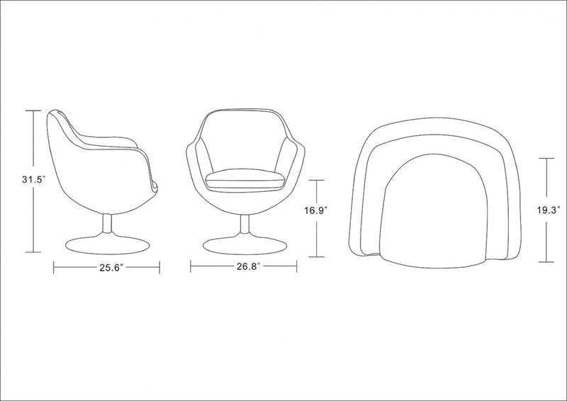 Caisson Modern Upholstered Swivel Lounge Chair in Teal - Set of 2