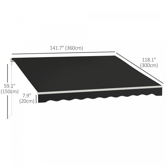 Outsunny 12' X 10' Electric Retractable Awning W/ Remote Controller, Black