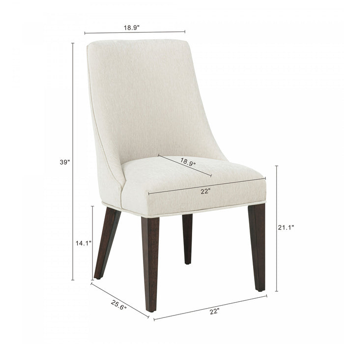 Beever Modern Chenille Wood Dining Chair in Cream - Set of 4