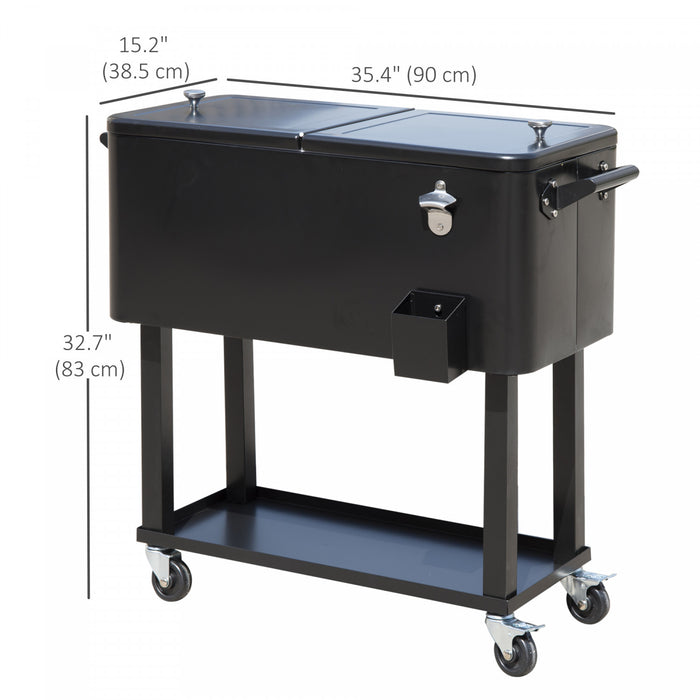 Outsunny 80 Quart Rolling Cooler Cart Portable Patio Ice Beer Beverage