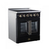 Galiano 30 Inch French Door Electric Range, 4 radiant burners, 4.32 cu.ft., Black - FFSEL6917-30BLK | Cuisiniere electrique Galiano de 30 po avec portes francaises, 4 foyers, 4,32 pi³, noir – FFSEL6917-30BLK