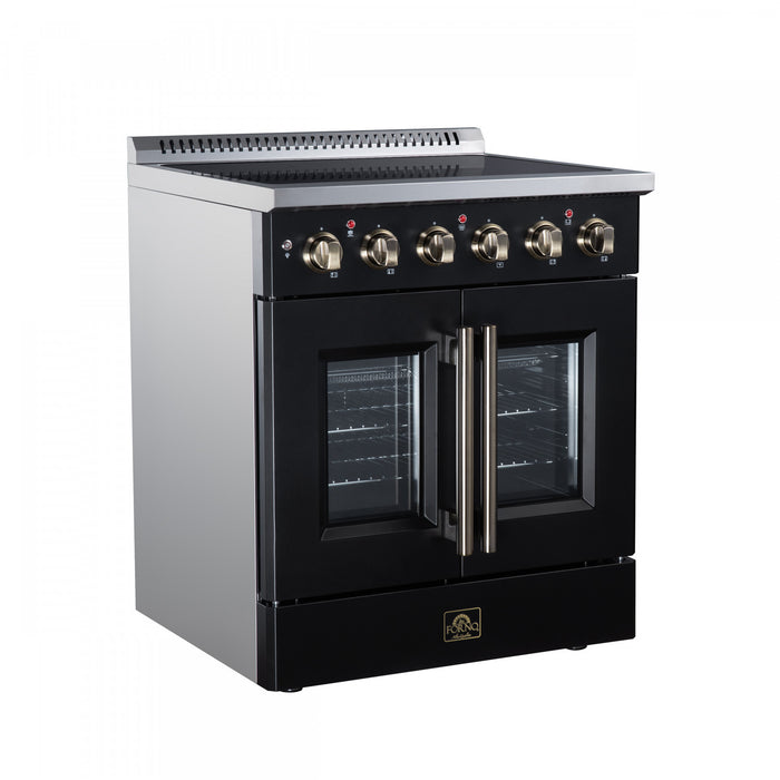 Galiano 30 Inch French Door Electric Range, 4 radiant burners, 4.32 cu.ft., Black - FFSEL6917-30BLK