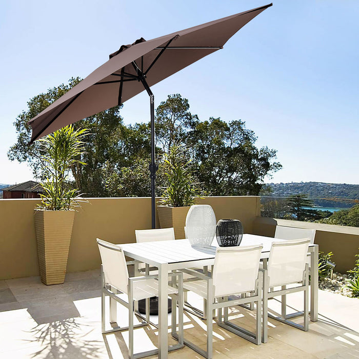 Costway 9ft Patio Umbrella Market Steel Tilt w/ Crank Outdoor Yard Garden Tan