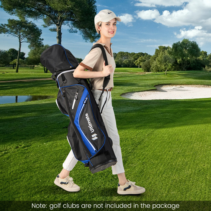 Costway Lightweight Golf Cart Bag With 14 Way Top Dividers 9 Pockets Rain Hood Cooler Bag