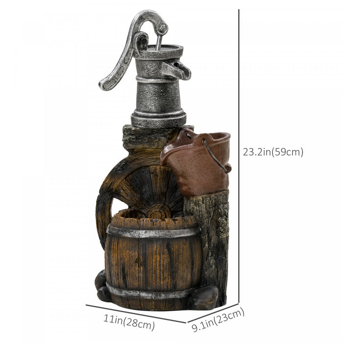 Outsunny Old Fashion Pump Outdoor Waterfall Fountain Garden Water Feature
