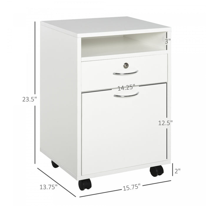 Homcom Mobile Filing Cabinet With Lockable Drawer