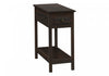 Accent Side End Table 2-Tier Narrow Nightstand Bedroom Storage Drawer Brown Veneer Transitional