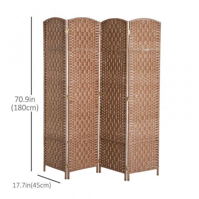 Homcom Double Hinged Woven Wicker Room Divider And Privacy Screens