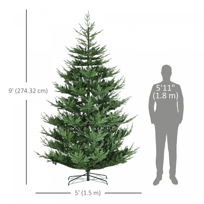 HOMCOM 9' Artificial Christmas Tree with Hinge Design Green