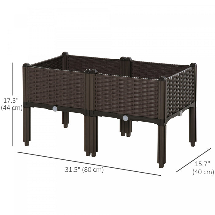 Outsunny 2-piece Raised Garden Bed PP Raised Flower Bed