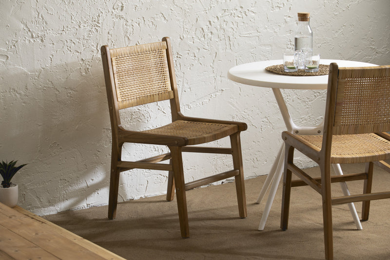 Agave Rattan & Teak Dining Chair Set of 2 - Rattan & Natural