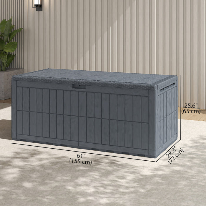 Outsunny 180 Gallon Resin Deck Box, Lockable Outdoor Storage Box