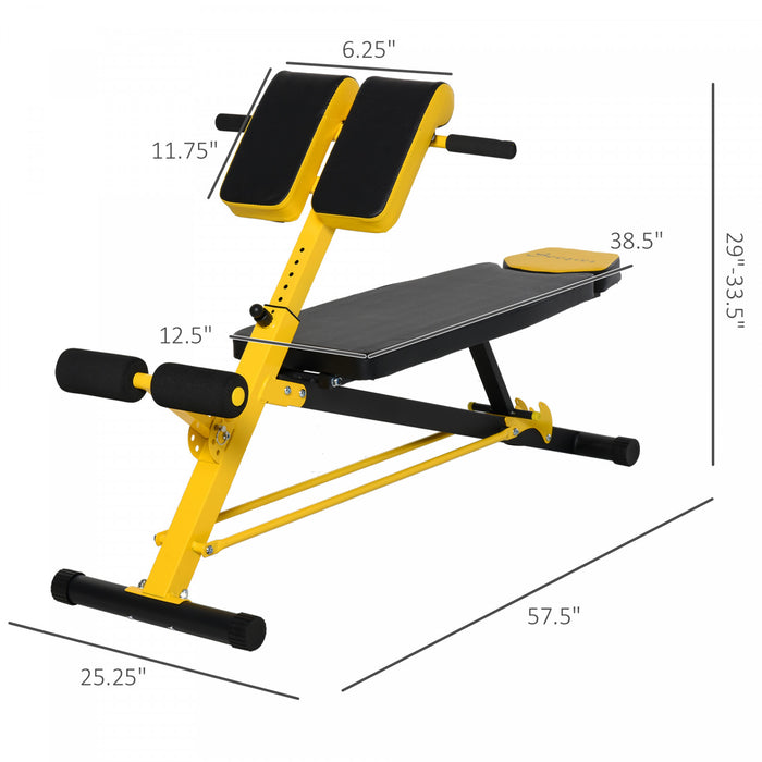 Soozier Adjustable Weight Bench Roman Chair Exercise Training Multi-Functional Hyper Extension Bench Dumbbell Bench Ab Sit up Decline Flat Black and Yellow