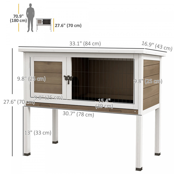 Pawhut Wooden Rabbit Hutch Bunny Small Animal House With Openable Asphalt Roof, Slide-out Tray, Indoor/outdoor, Brown