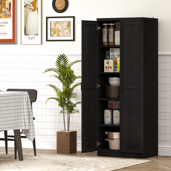 HOMCOM 63\" Pantry Cabinet, Kitchen Storage Cabinet with Adjustable Shelves