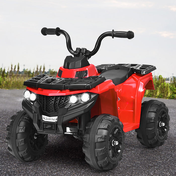 Costway 6v Battery Powered Kids Ride On Atv 4-wheeler Quad W/ Mp3 & Led Headlight Red