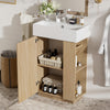 Serena Modern 21.6 Inch Bathroom Vanity with Ceramic Sink and Multi Storage, Brown | Coiffe de salle de bain moderne Serena de 21,6 pouces avec lavabo en ceramique et rangement polyvalent, brun