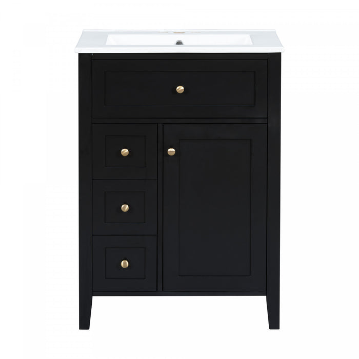 Aura 48 Inch Double Sink Vanity Combo with Drawers and Cabinet, Black