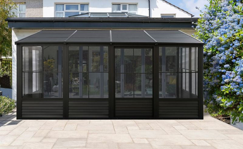 Florence - Wall Mounted Solarium 10x16 Metal Roof In Black