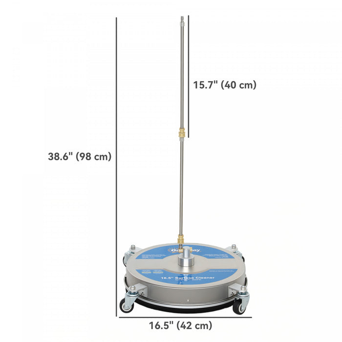Outsunny 16\" Pressure Washer Surface Cleaner 3600 PSI with Stainless Steel Construction, 4 Wheels, 1/4\" Quick Connector, 2 Extension Wands, Power Washer Surface Cleaner, Silver