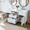 Haven 59 Inch Double Sink Bathroom Vanity with Resin Sinks and 3 Drawers, White | Haven Meuble-Lavabo Double 59 po avec Vasques en Resine et 3 Tiroirs, Blanc