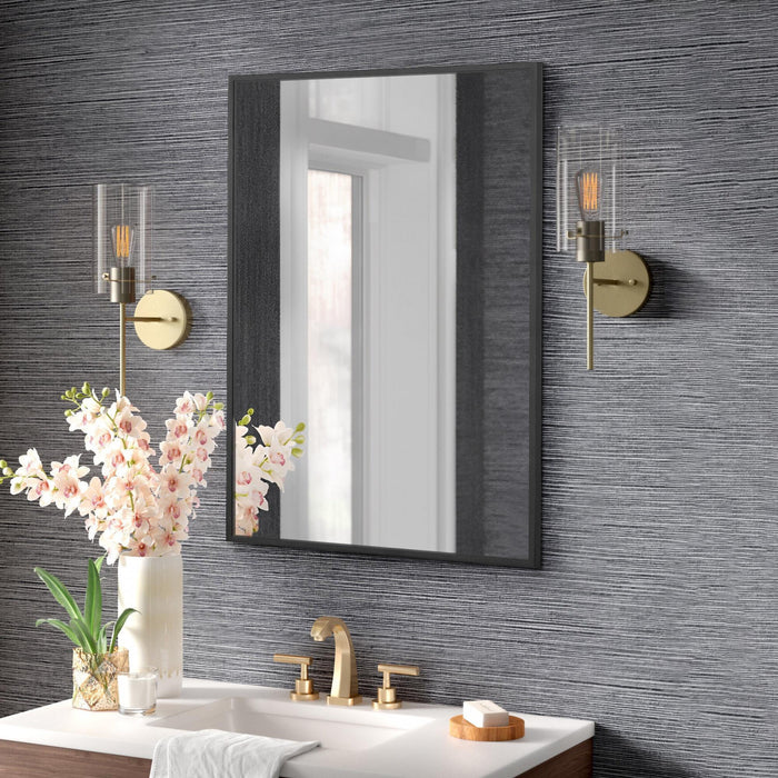 Arcus 30\" X 40\" Hand Crafted Linear Rectangular Mirror - Black