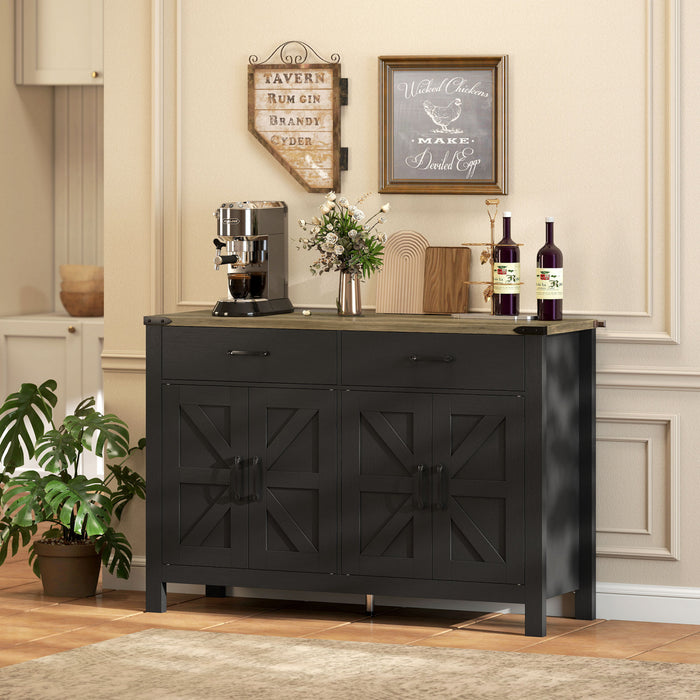 HOMCOM Sideboard Buffet Cabinet w/ Drawers and Shelves, Farmhouse Sideboard