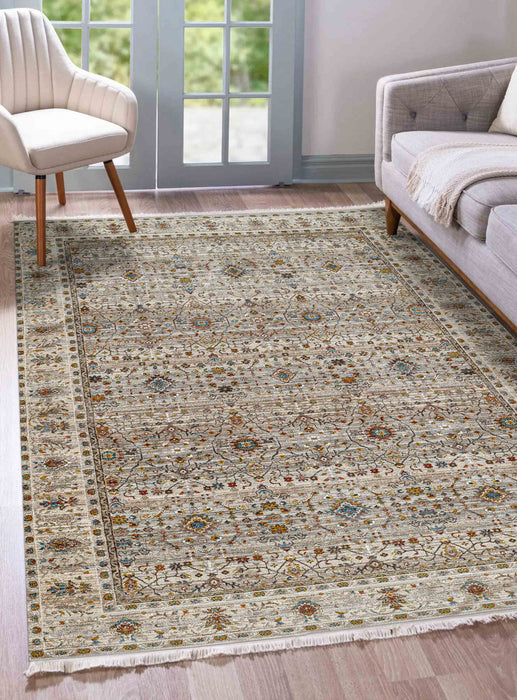 Zaina Traditional 8'0\" x 10'0\" Area Rug in Grey Indoor Area Rug