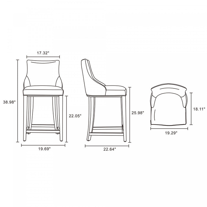 Shubert Modern Wood Upholstered Counter Stool in Ivory - Set of 2