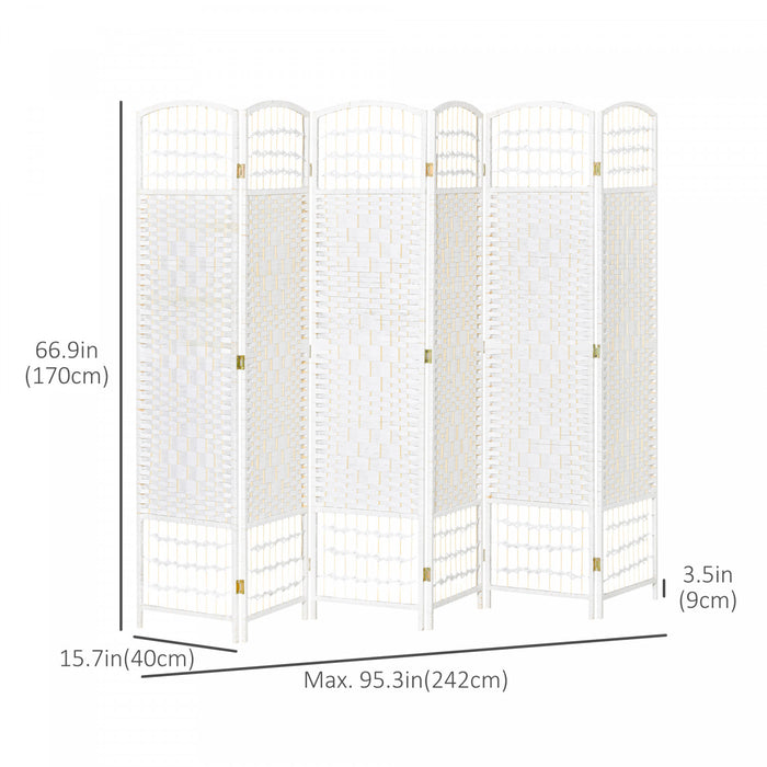 HOMCOM 6-Panel Room Divider Freestanding Folding Screen for Home White