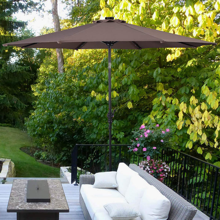 Costway 10ft Solar Lights Patio Umbrella Outdoor W/ 36 LBS Steel Umbrella Stand