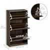 HOMCOM Shoe Storage Cabinet with 3 Flip Drawers for 18 Pairs of Shoes, Walnut