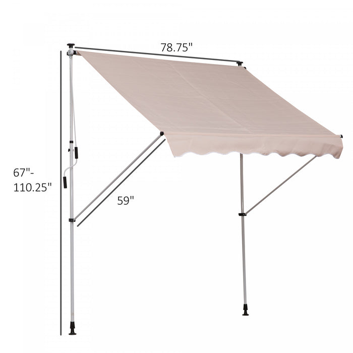 Outsunny 6.6'x5' Manual Retractable Patio Awning Window Door Sun Shade Deck Canopy Shelter Water Resistant Uv Protector Beige