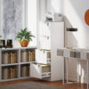 HOMCOM 4 Drawer File Cabinet Fluted Vertical Filing Cabinet with Lock White