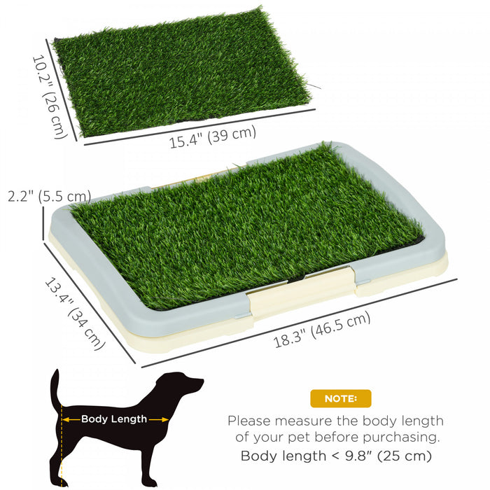 Pawhut Dog Grass Pad with Tray 15\" × 10\", Dog Litter Box with Artificial Grass, Grid Panel, Pee Pads for Pets, Indoor Outdoor Potty Training