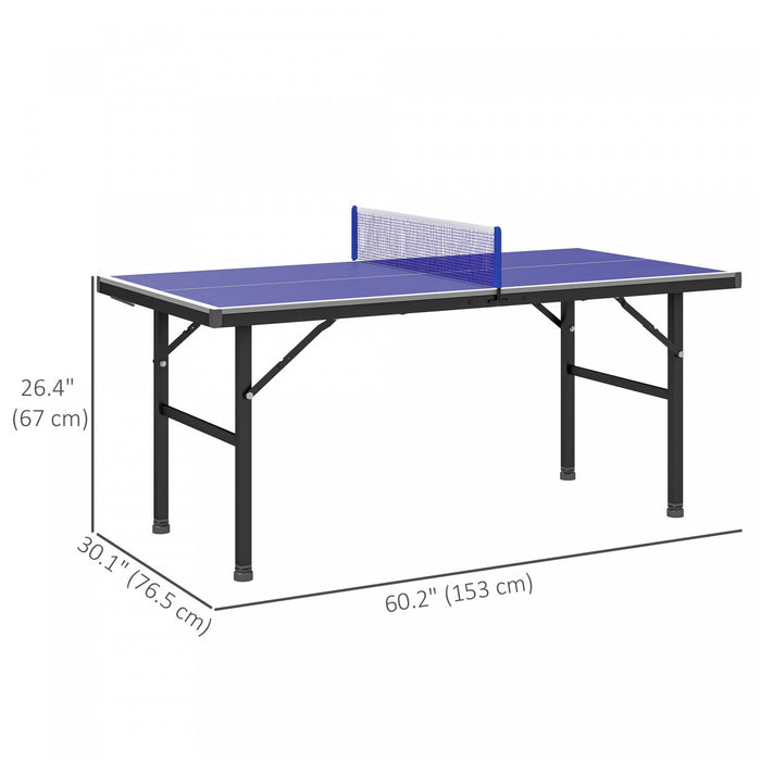 Soozier Mini Ping Pong Table With Adjustable Feet For Outdoor Indoor, Blue