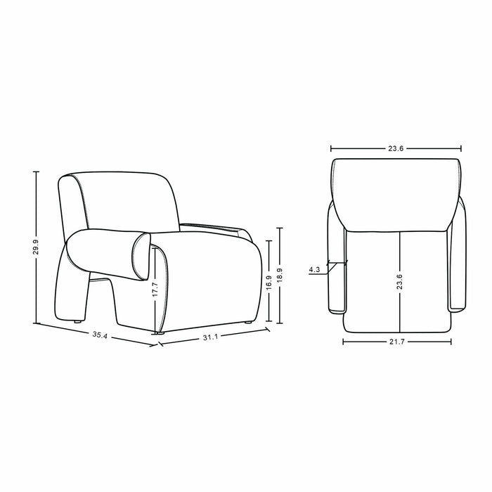 Verandah Mid-Century Modern Chenille Lounge Chair in Olive Green - Set of 2