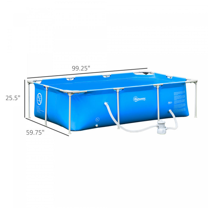 Outsunny 8.3’ X 5’ X 26” Frame Above Ground Swimming Pool Set, Blue