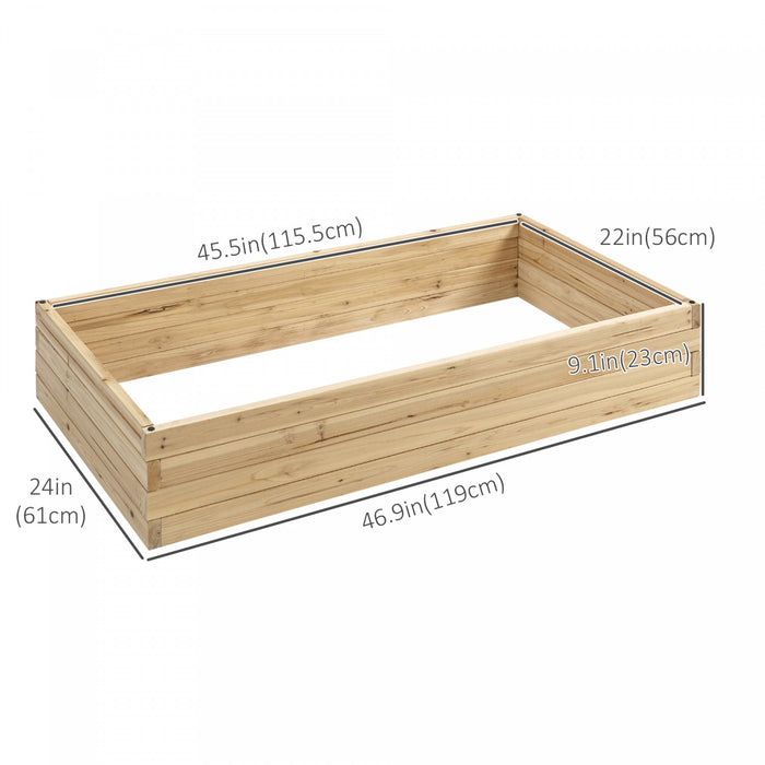 Outsunny 47\" X 24\" X 9\" Raised Garden Bed, Outdoor Wooden Planter Box For Growing Vegetables, Flowers, Fruits, Herbs, And Succulents, Easy Assembly